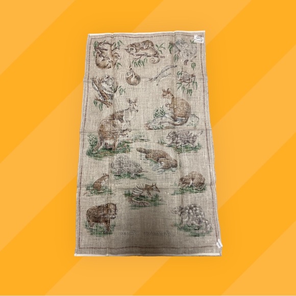“Australian Fauna” by Leil Kitchen Tea Towel Linen Cotton Australia Souvenir NWT - Picture 4 of 7